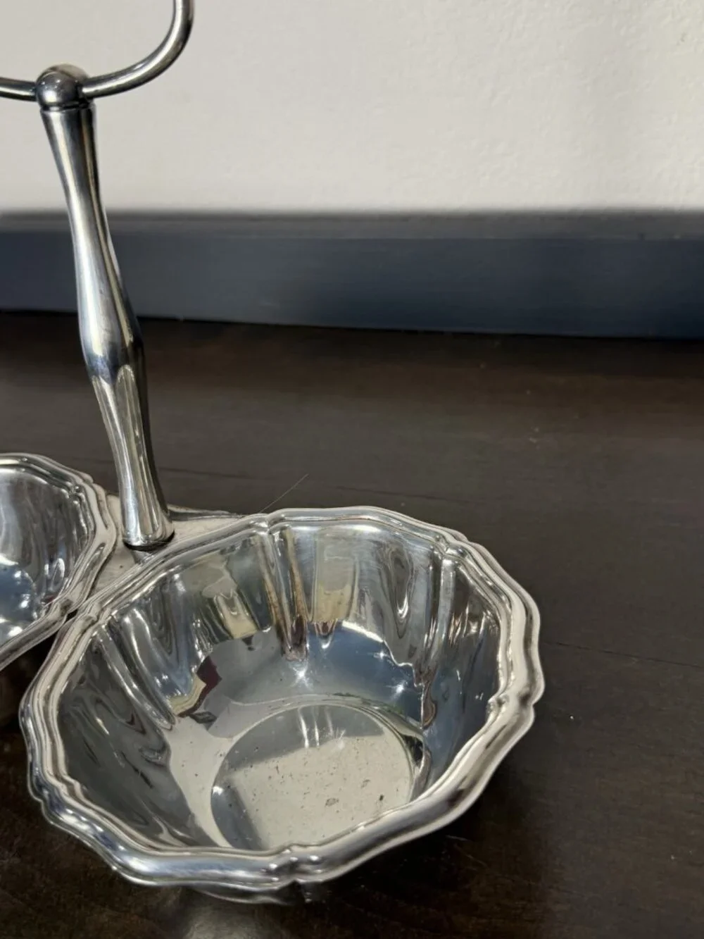 Vintage E&L Deffert Stainles Steel Double Condiment Server Relish Dish Germany